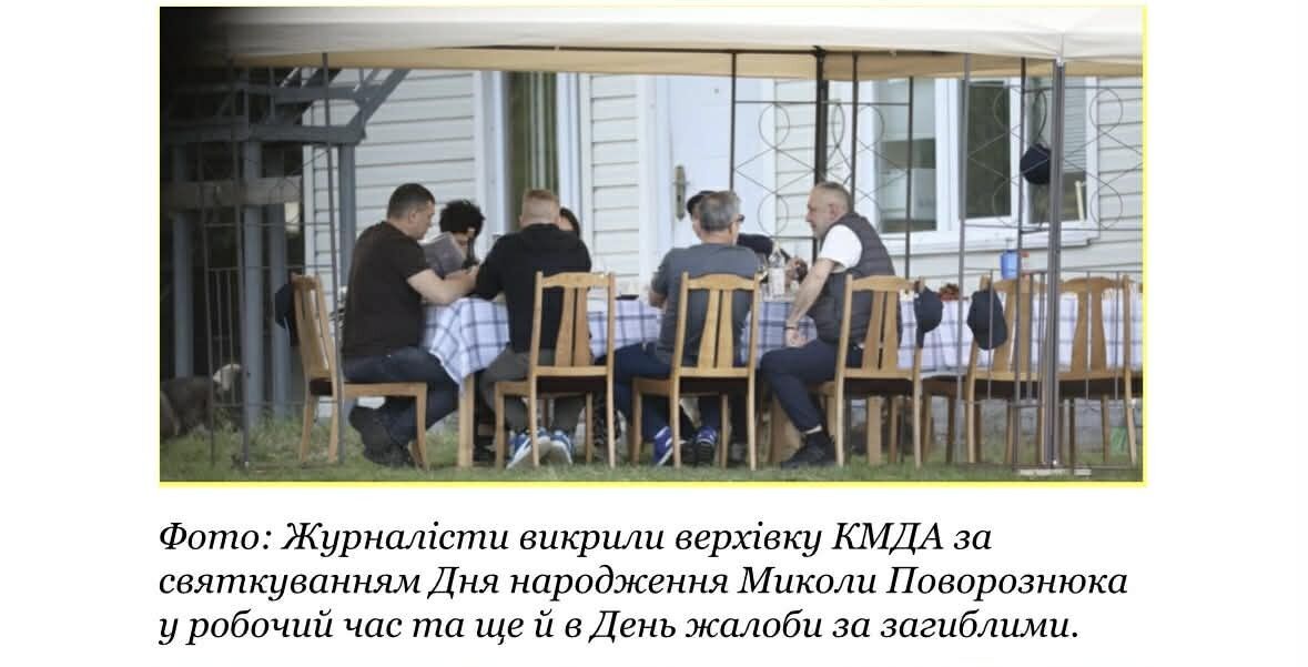 Журналісти викрили верхівку КМДА за святкуванням Дня народження Миколи Поворознюка у робочий час та ще й в День жалоби за загиблими