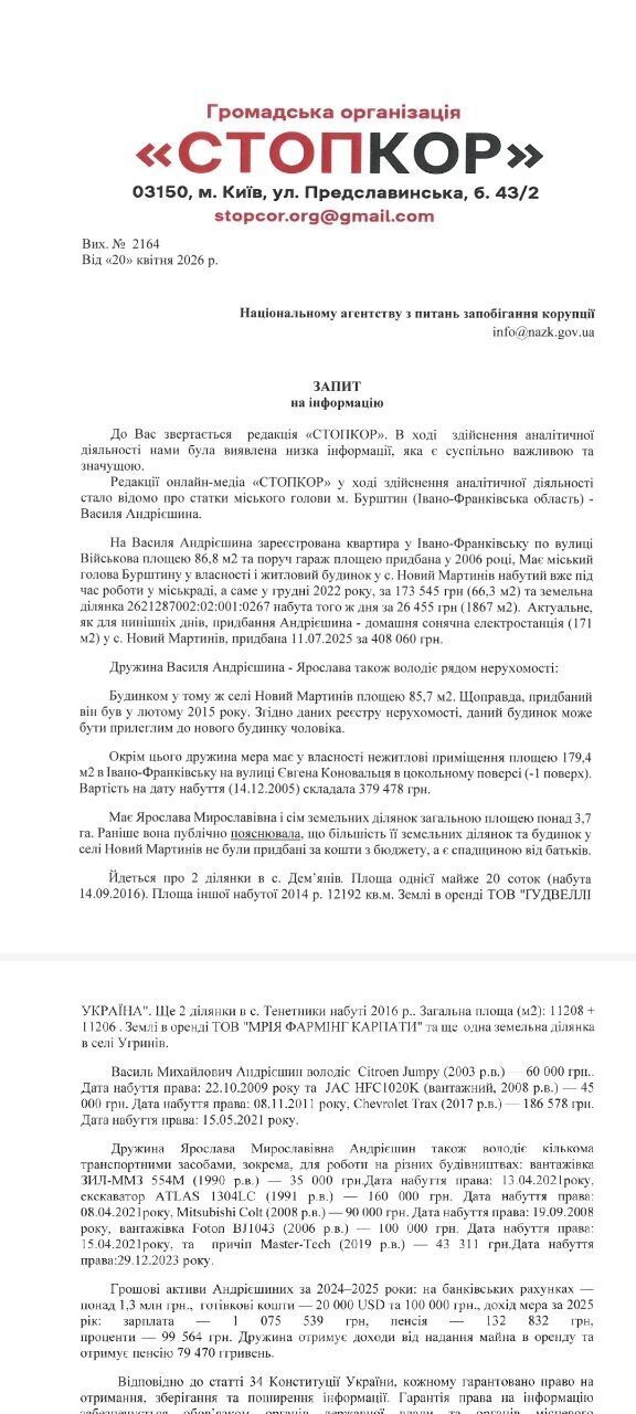 Гроші міста чи сімейна годівниця? Історія мера Бурштину Андрієшина