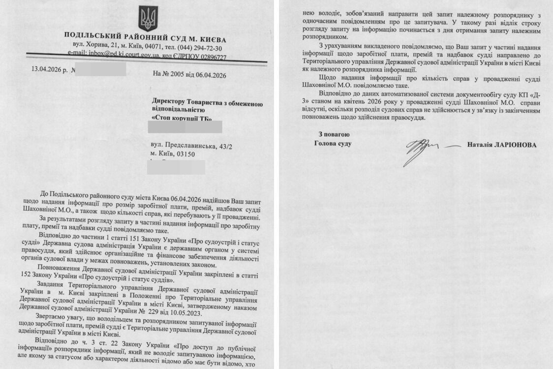 Відповідь Подільського районного суду