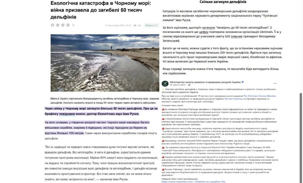 Що відомо про ситуацію з дельфінами на півдні України