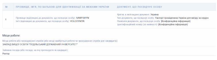 Место работы в декларации