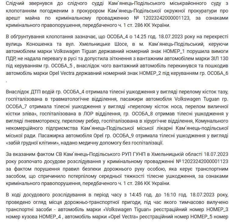 Дело по масштабному ДТП в Каменце-Подольском