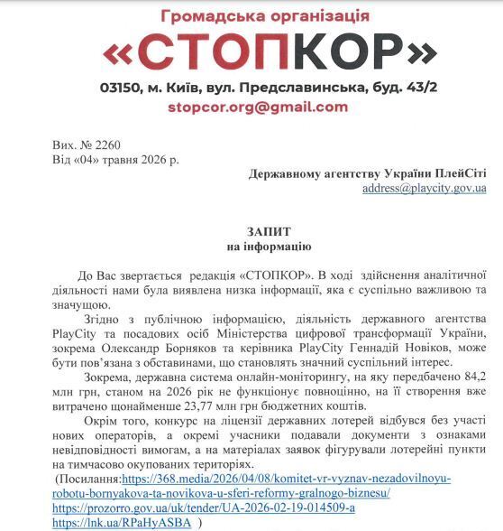 Запит до ПлейСіті