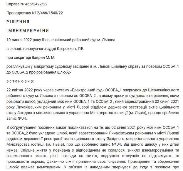 Судебное решение о разводе