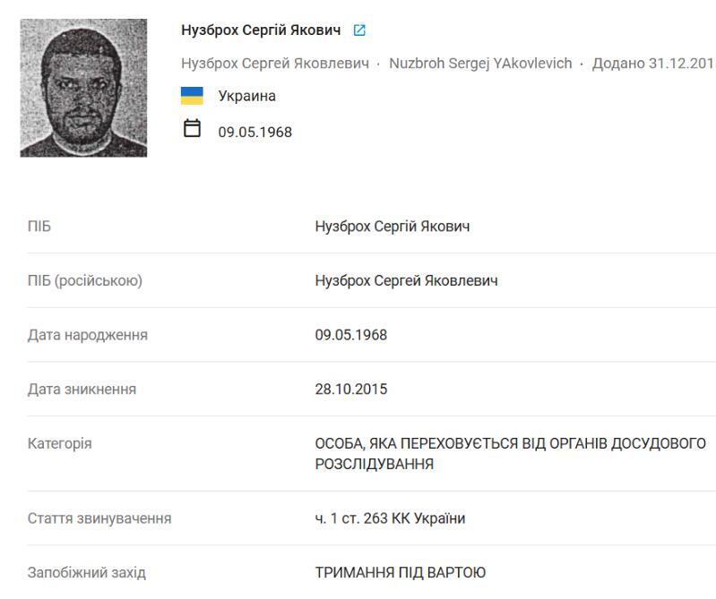 Сергій Нузброх перебуває у розшуку&nbsp;