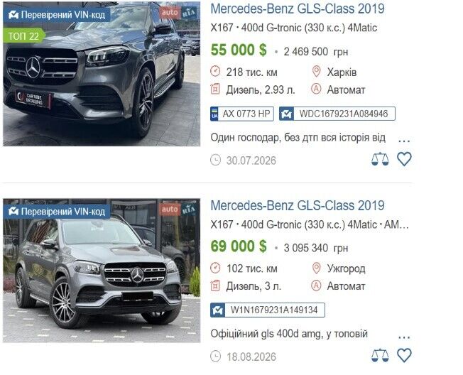 Mercedes-Benz GLS 400 D 4MATIC 2019 года
