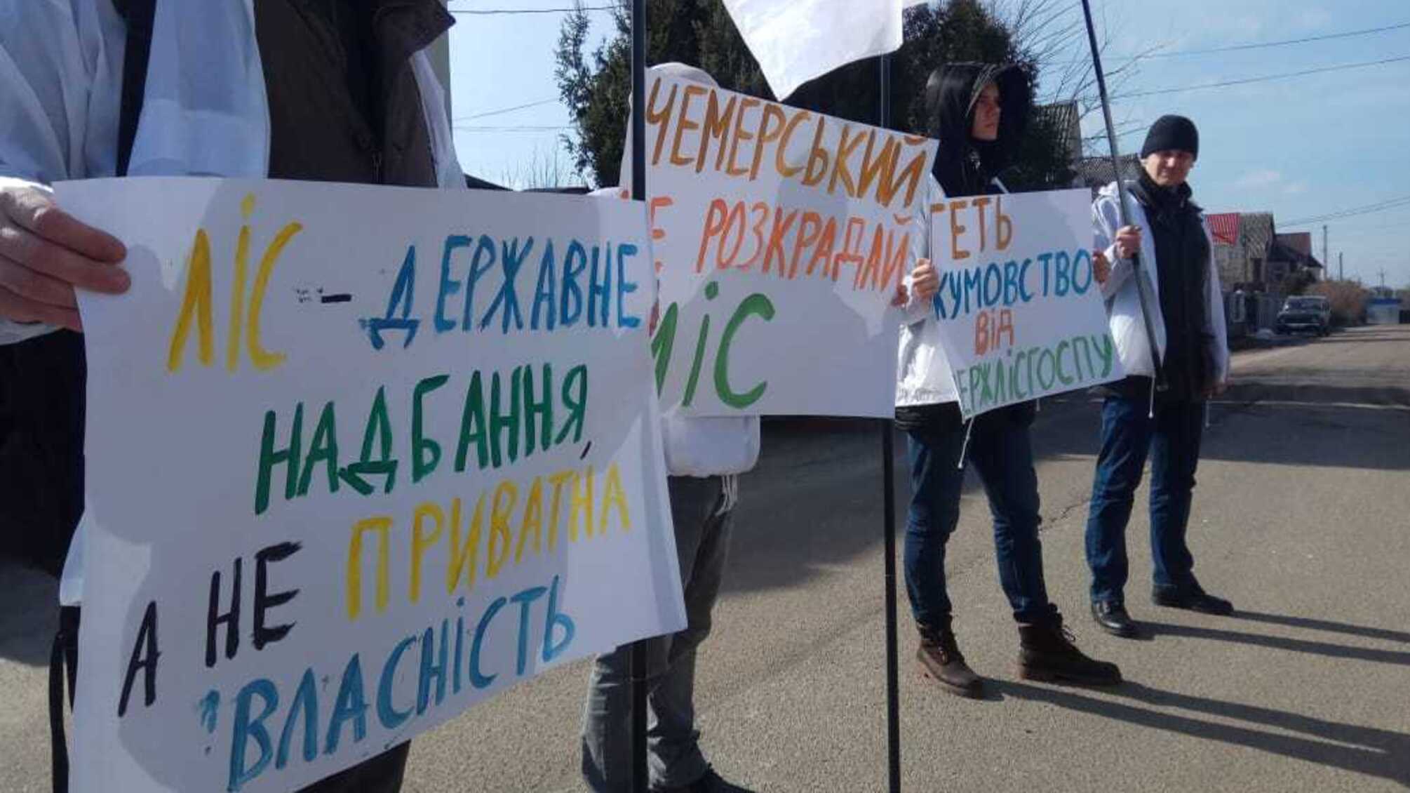 Тирса замість грошей – активісти 'Стоп корупції' протестували біля будинку директора Фастівського лісгоспу (ФОТО)
