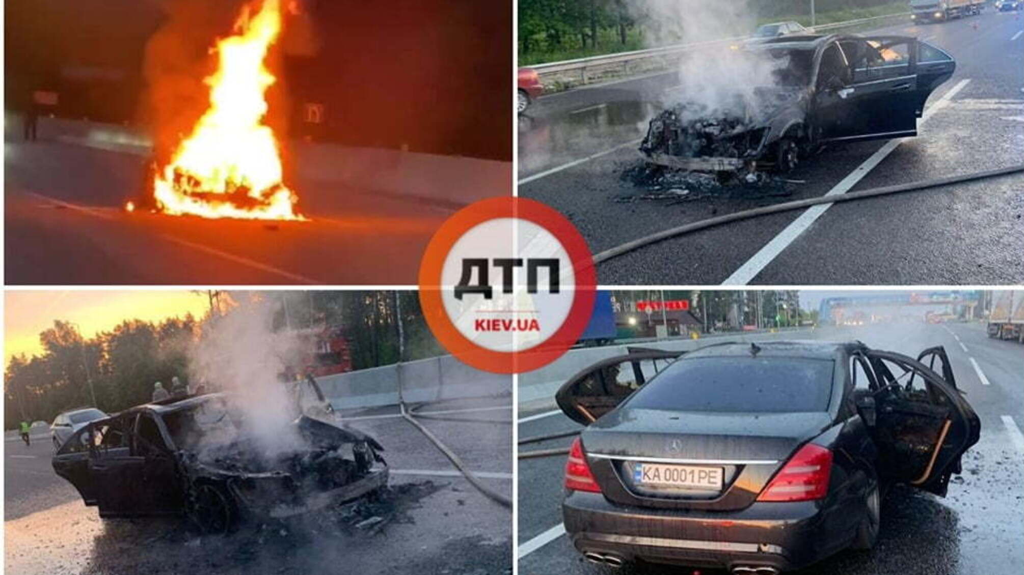 У Києві згоріло елітне авто з фейковими номерами (ФОТО)