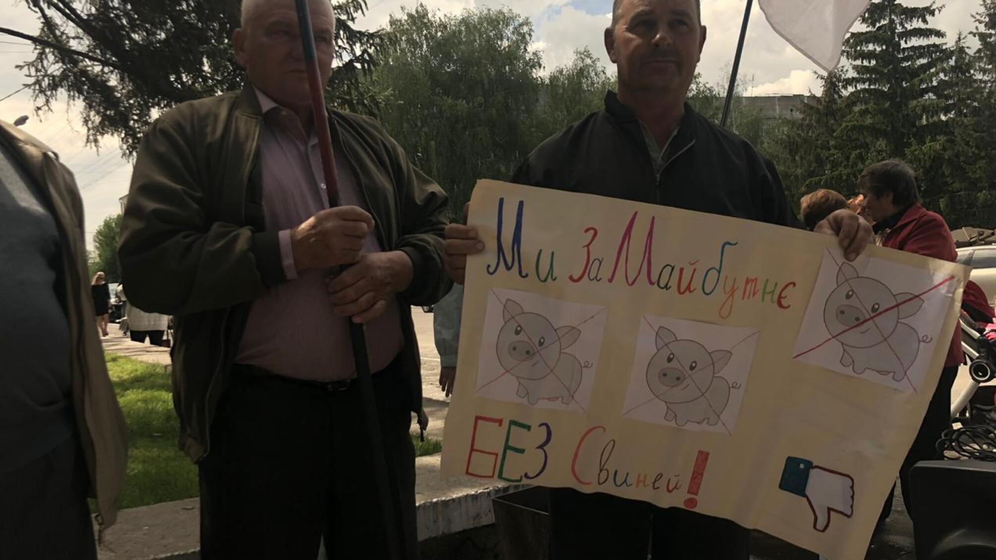 «За майбутнє без свиней!» - активісти вийшли на акцію протесту проти будівництва свинокомплексу