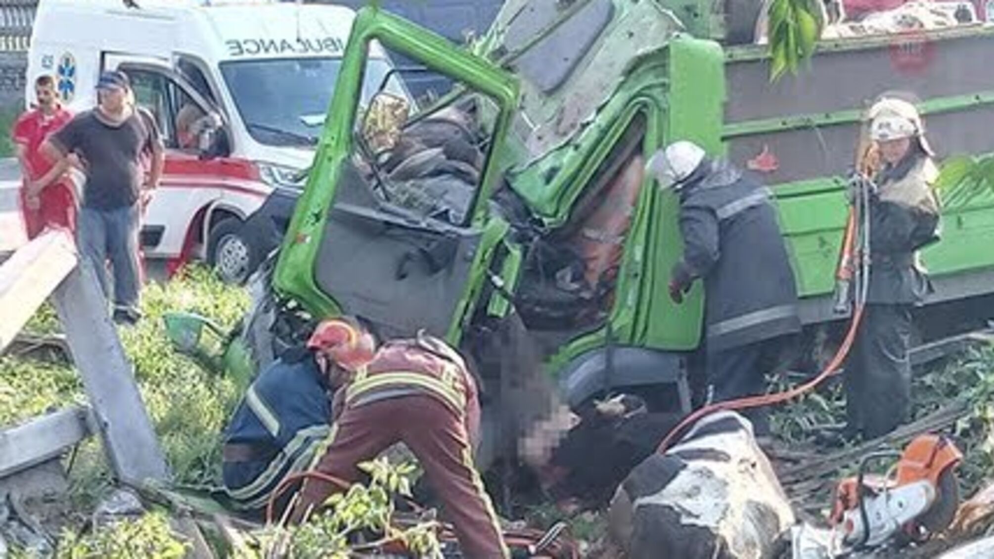 На Київщині вантажівка з худобою врізалась у стовп, є жертви (ФОТО)