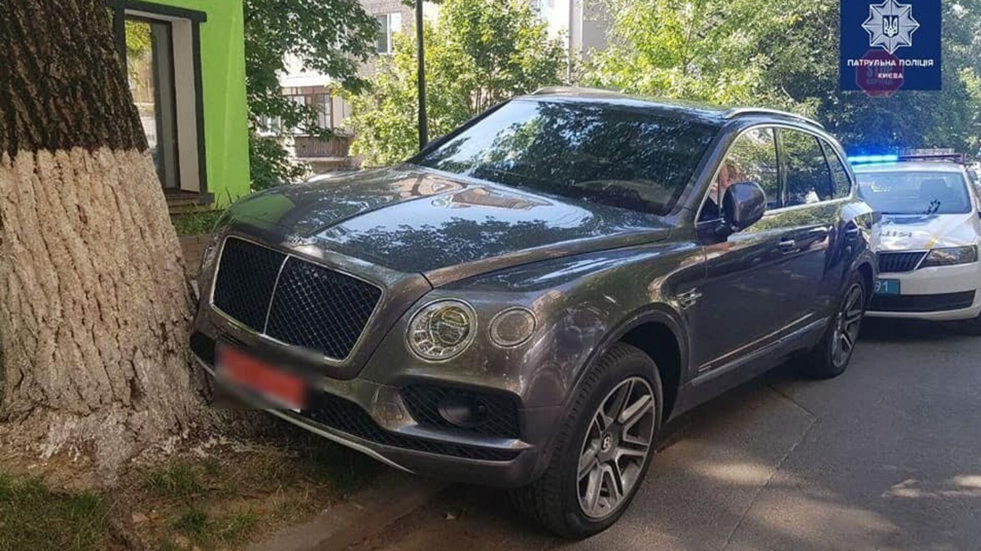 П’яний і без прав: у столиці водій Bentley врізався в дерево (фото)