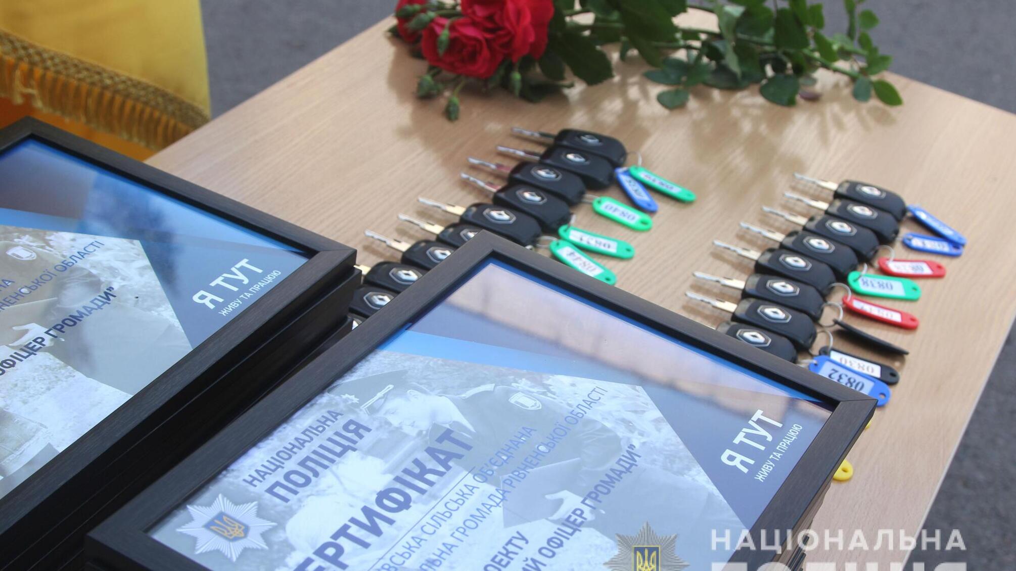 На Рівненщині Голова Нацполіції Ігор Клименко вручив поліцейським офіцерам громад ключі від 23 службових автомобілів