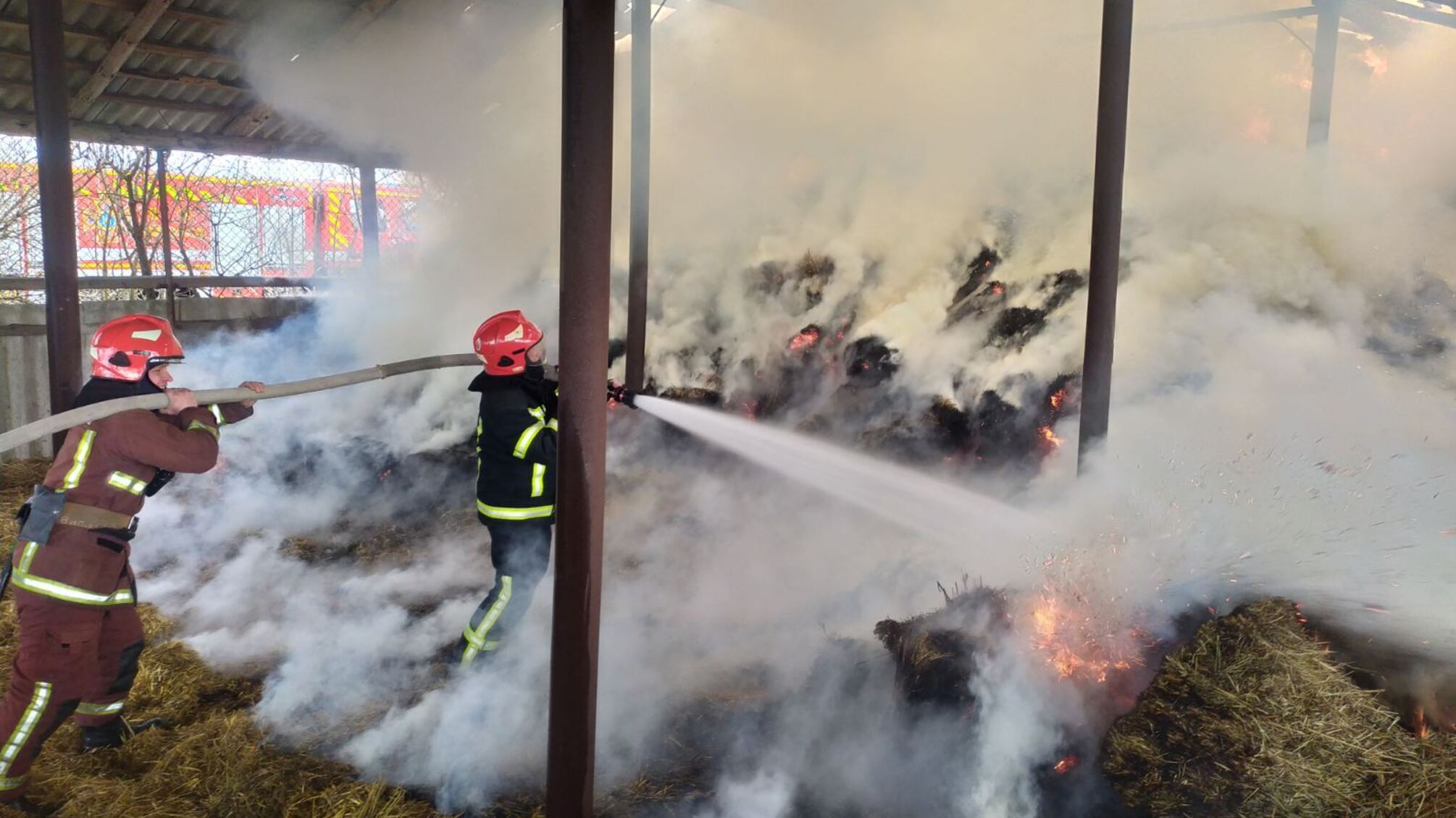 Львівська область: внаслідок пожежі вогонь знищив 30 т сіна та 60 т соломи