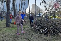 У Києві на Жмаченка вийшли на суботник: прибирали в парку, який захистили від забудови