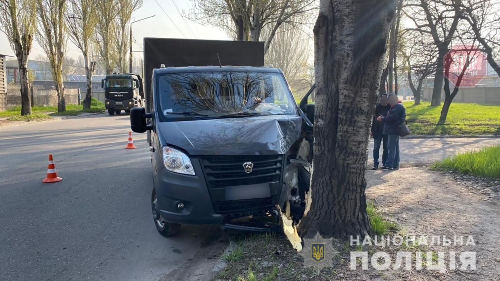 В Запорожье микроавтобус врезался в дерево, водитель погиб (фото)