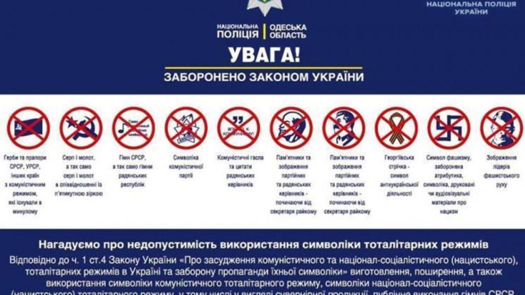 Напередодні 8 та 9 травня поліцейські нагадують про заборону використання символіки тоталітарних режимів