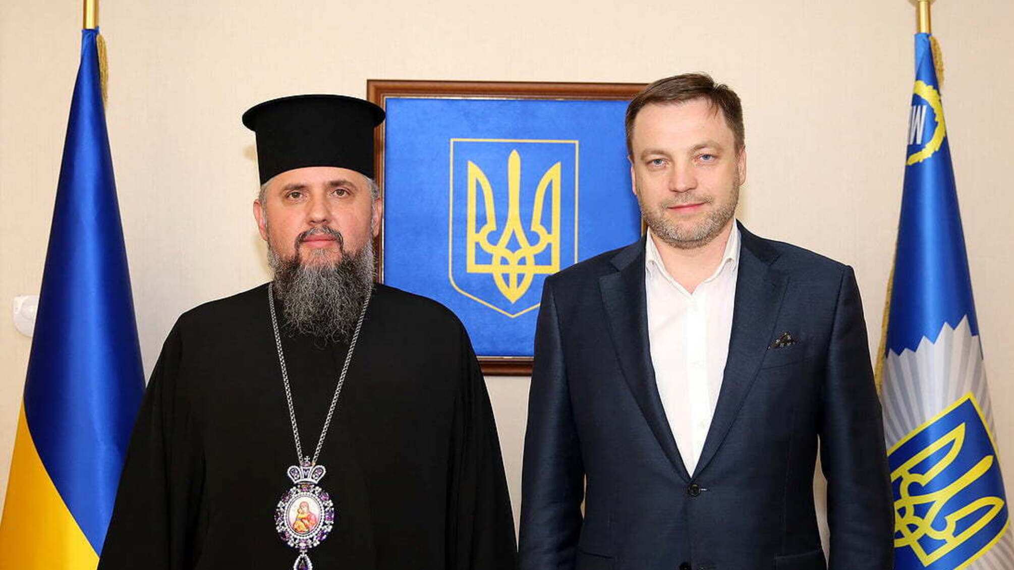 Міністр внутрішніх справ України Денис Монастирський зустрівся із предстоятелями ПЦУ Митрополитом Епіфанієм і УПЦ Митрополитом Онуфрієм
