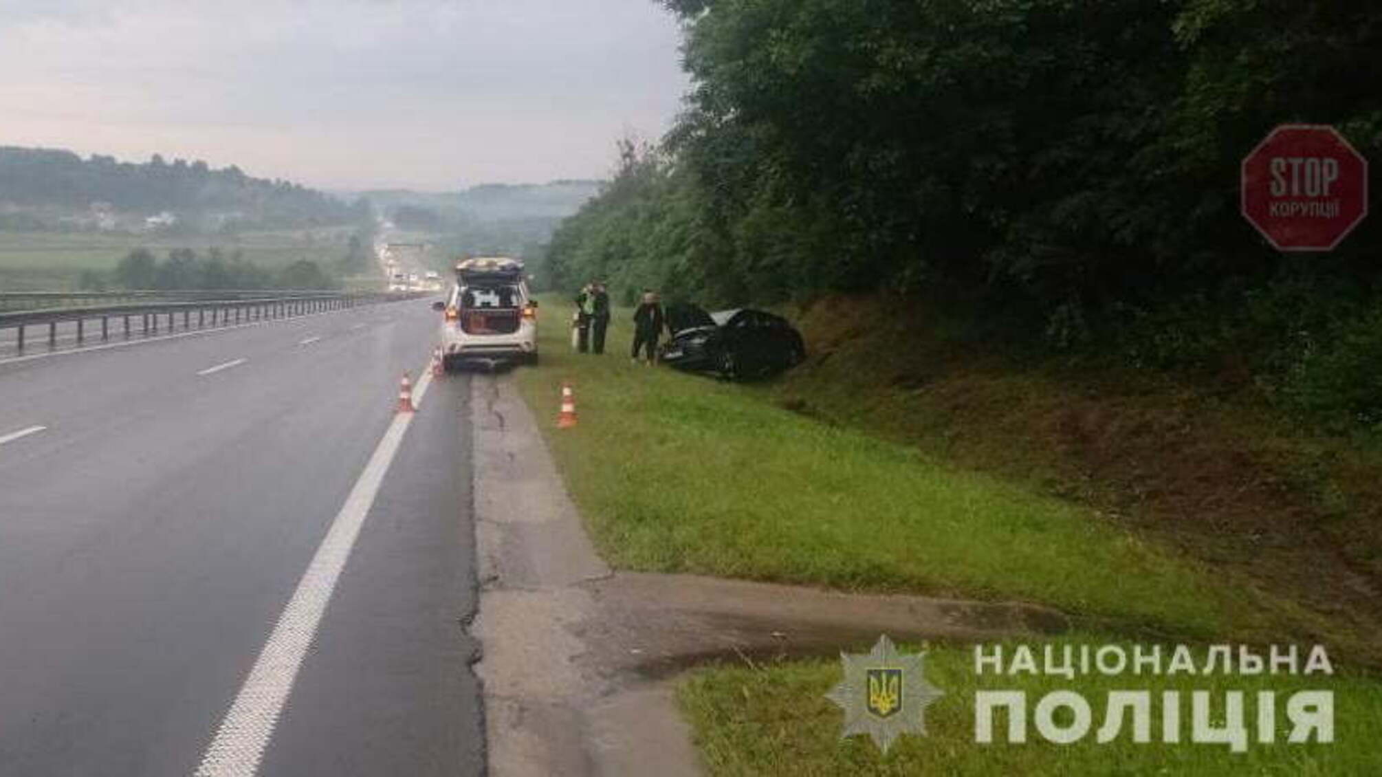 На Львівщині автівка вилетіла з траси, постраждали троє людей (фото)