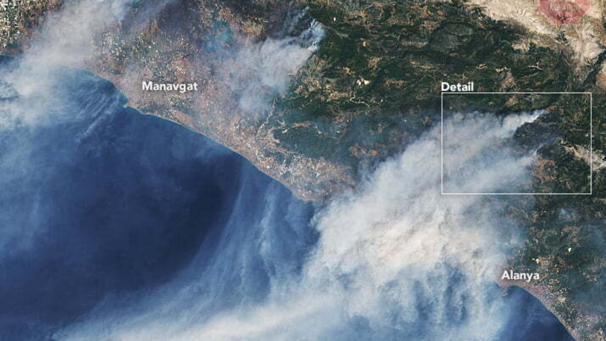 NASA опублікувало фото лісових пожеж у Туреччині 