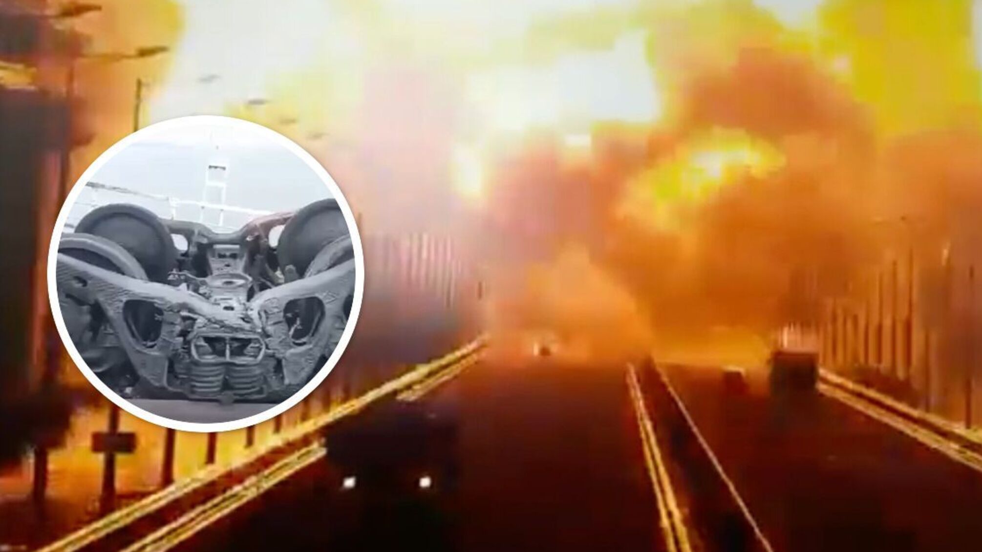 Взрыв на Крымском мосту: опубликованы кадры участка, где горели цистерны с горючим (видео)