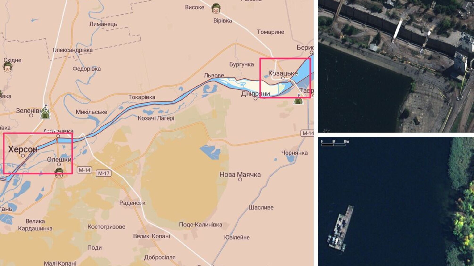 Оккупанты продолжают наводить мосты и переправы через Днепр на Херсонщине