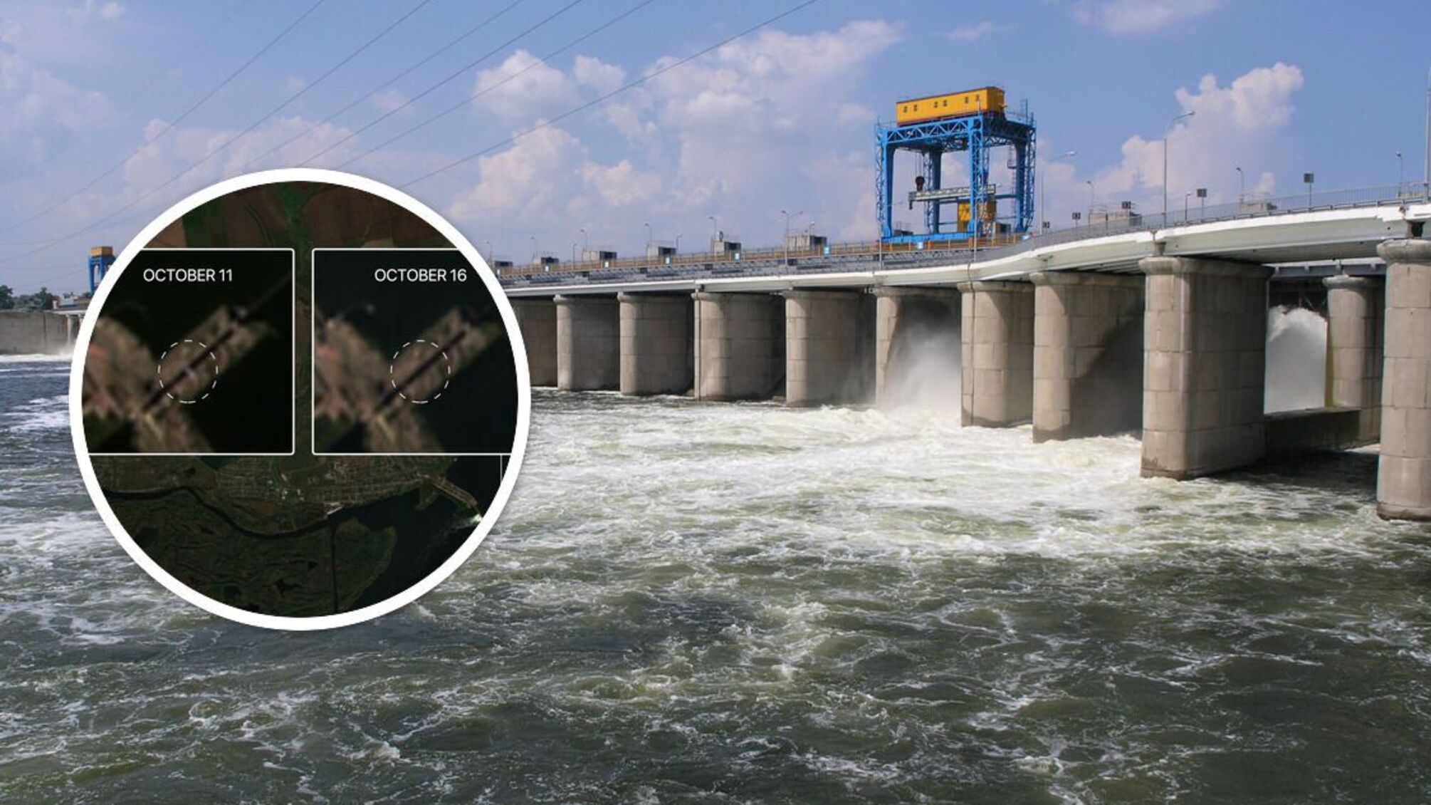 Минус переправа: один из мостиков оккупантов на Каховской ГЭС исчез (спутниковые фото)