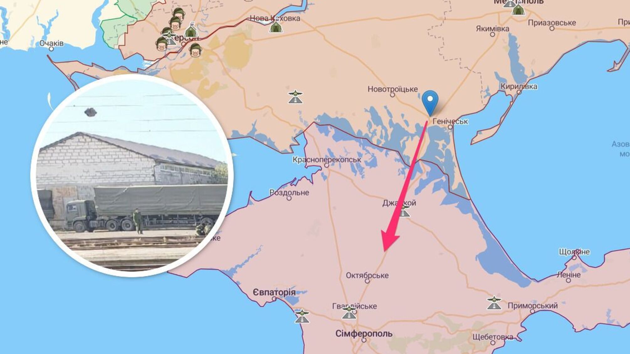 Около 100 российских военных заметили на вокзале под Геническом: двинулись в сторону Крыма