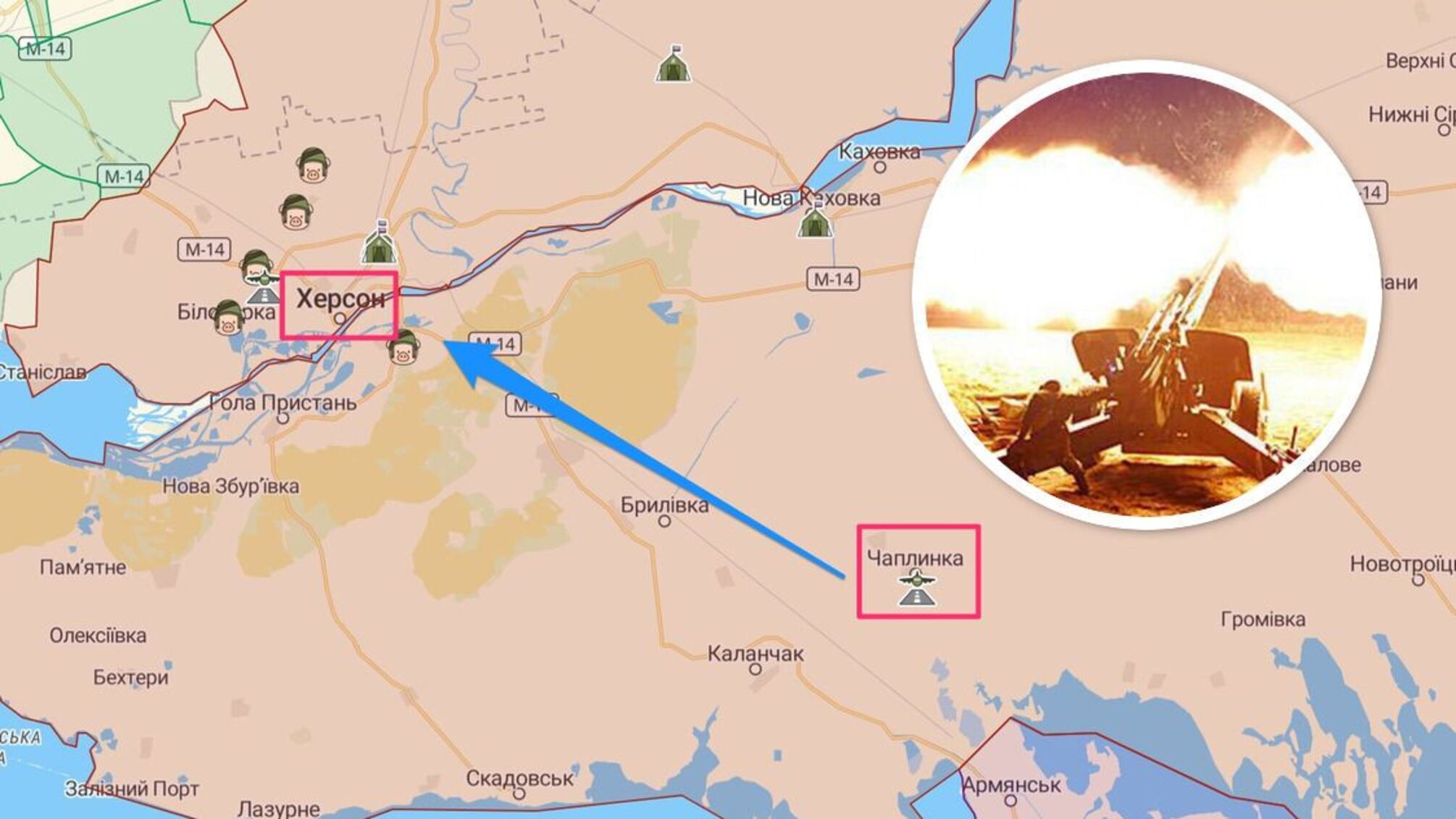 Окупанти готують на лівому березі позиції для обстрілу Херсону