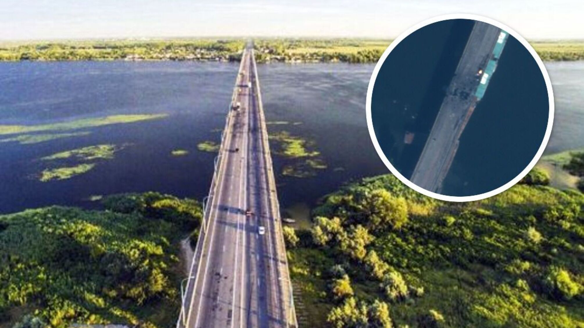Супутник зафіксував добудову альтернативного мосту з барж в Антонівці та активність поромної переправи