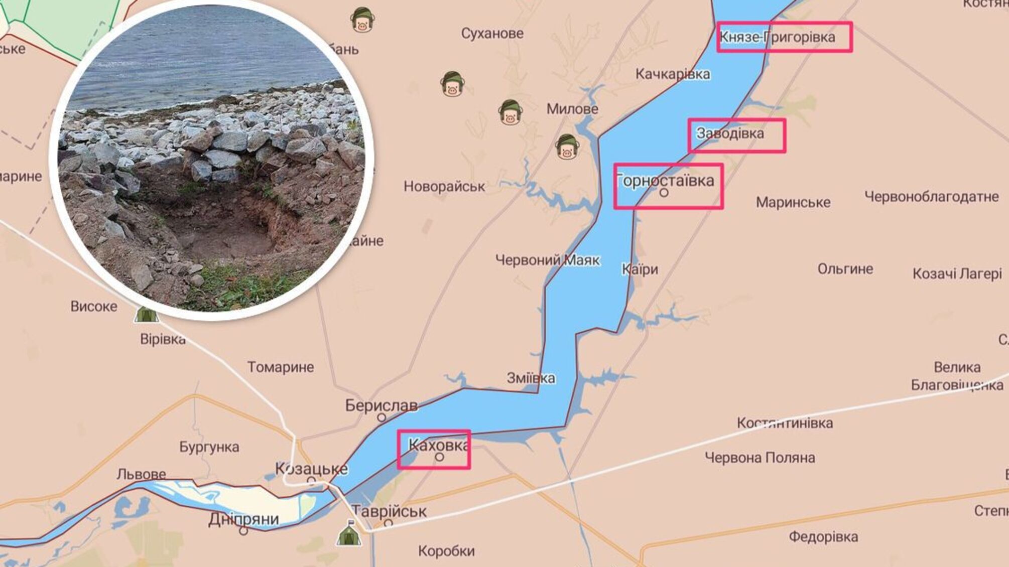 Захватчики окапываются вдоль Каховского водохранилища