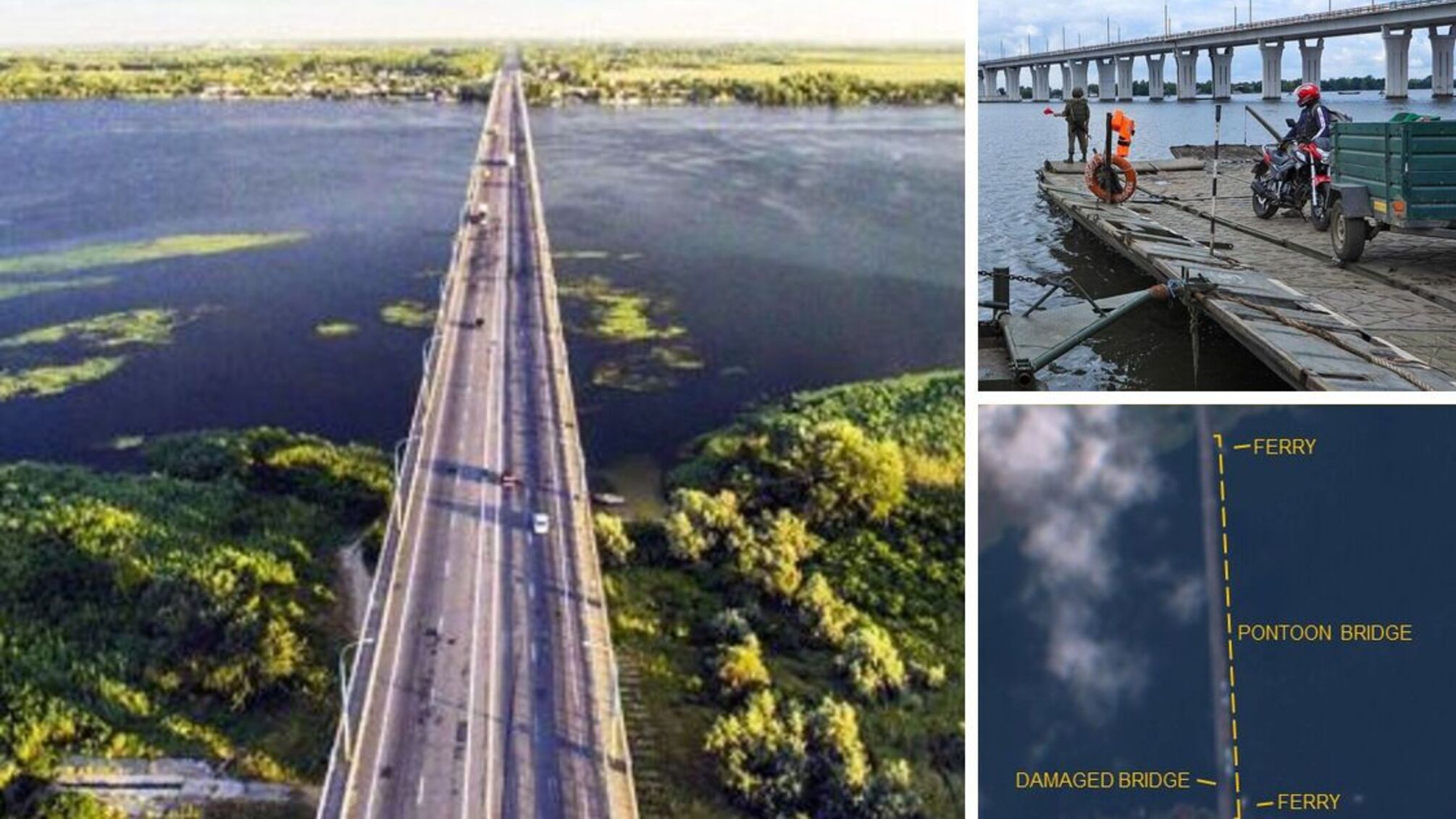 Вздовж Антонівського мосту курсують щонайменше 2 поромні переправи росіян: знімки