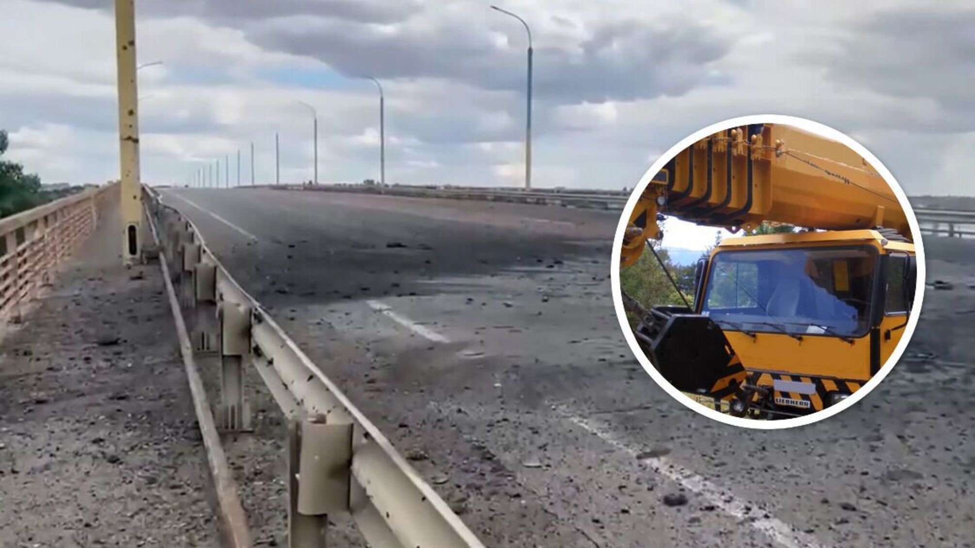 Антоновский мост все еще проездной: пропустил автокран весом около 14 тонн
