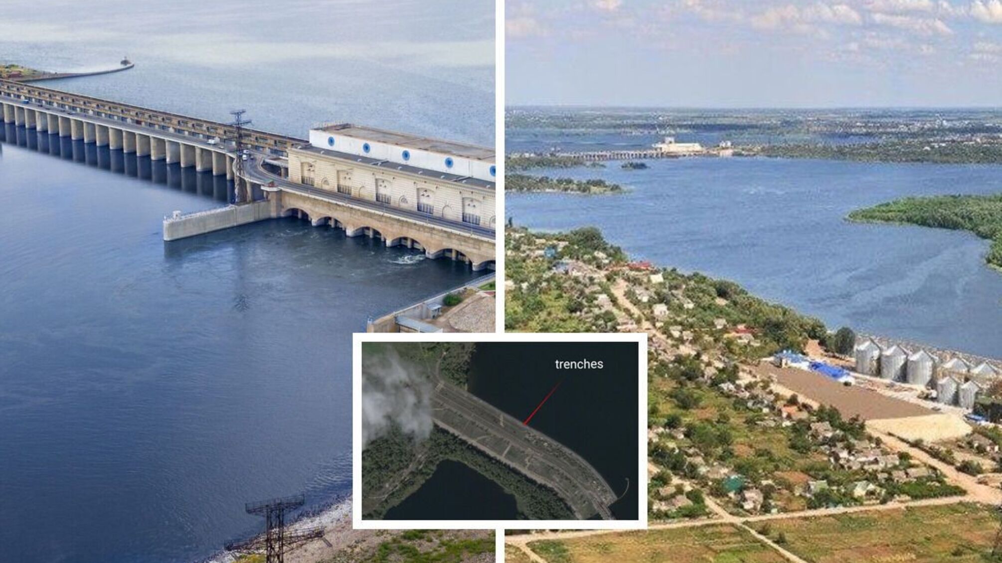 Оккупанты окапываются вокруг дамбы Каховской ГЭС: появились спутниковые снимки позиций