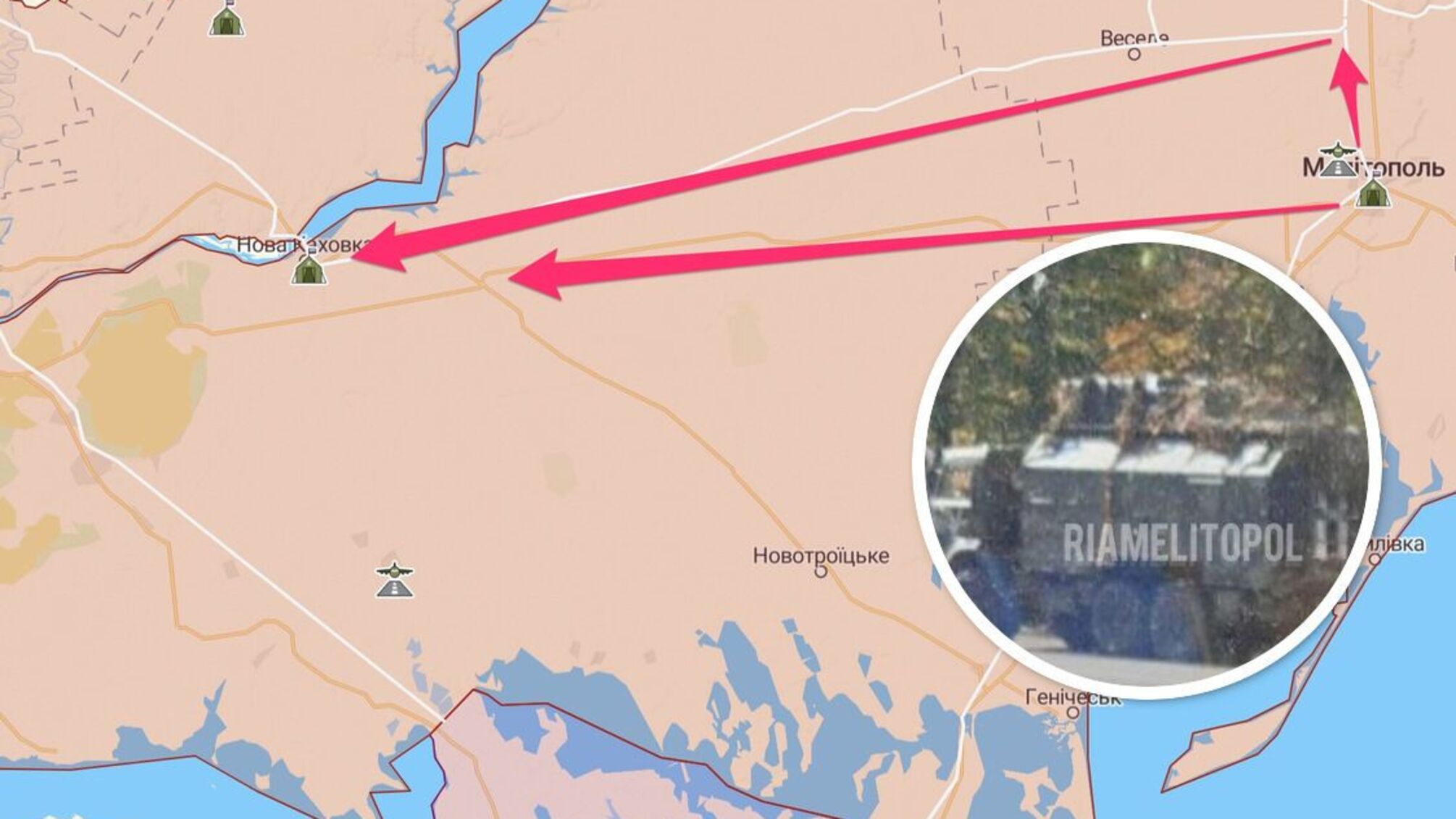 Окупанти перевозять військову техніку через Мелітополь