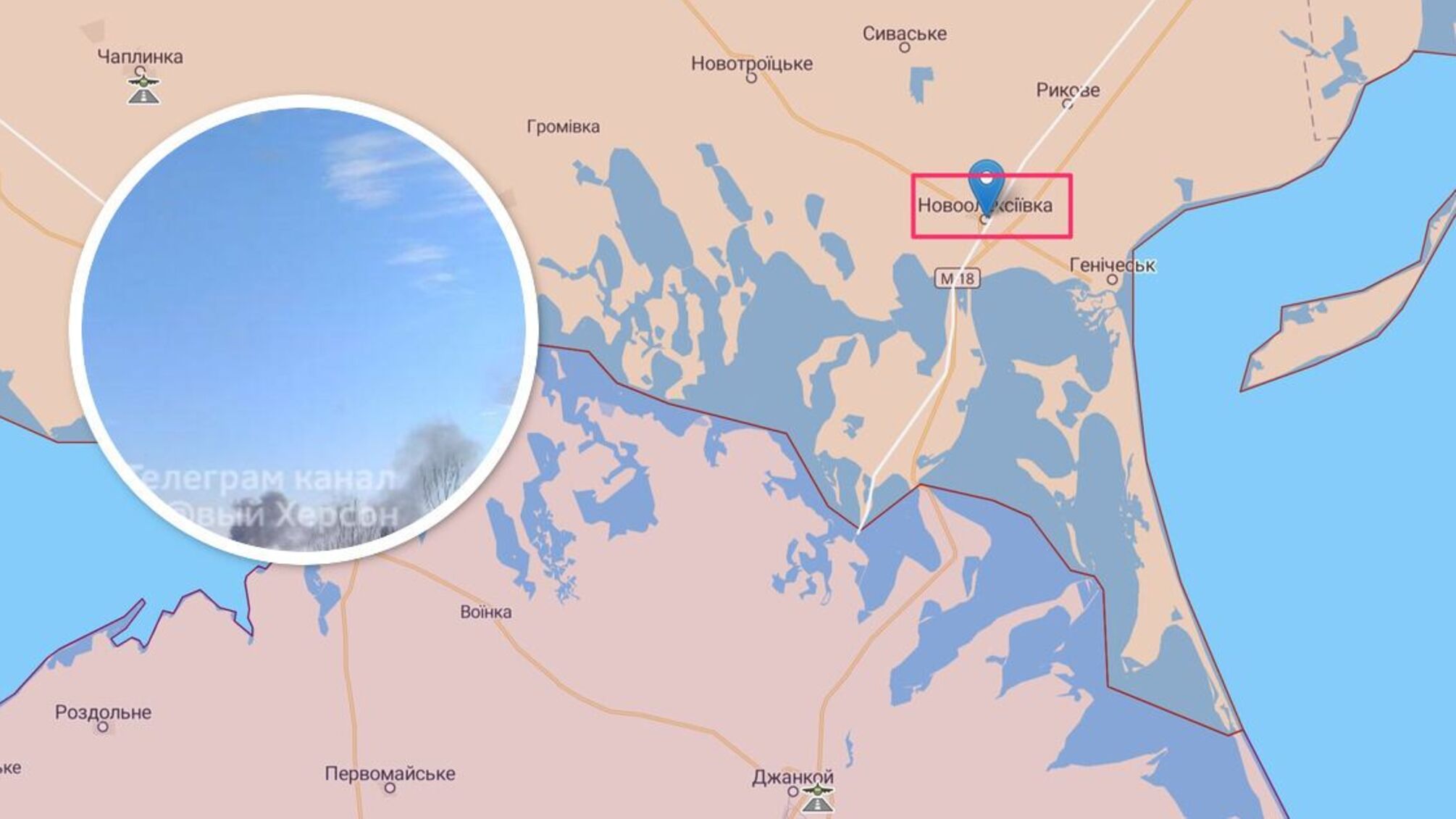 У Новоолексіївці пожежа після прильоту