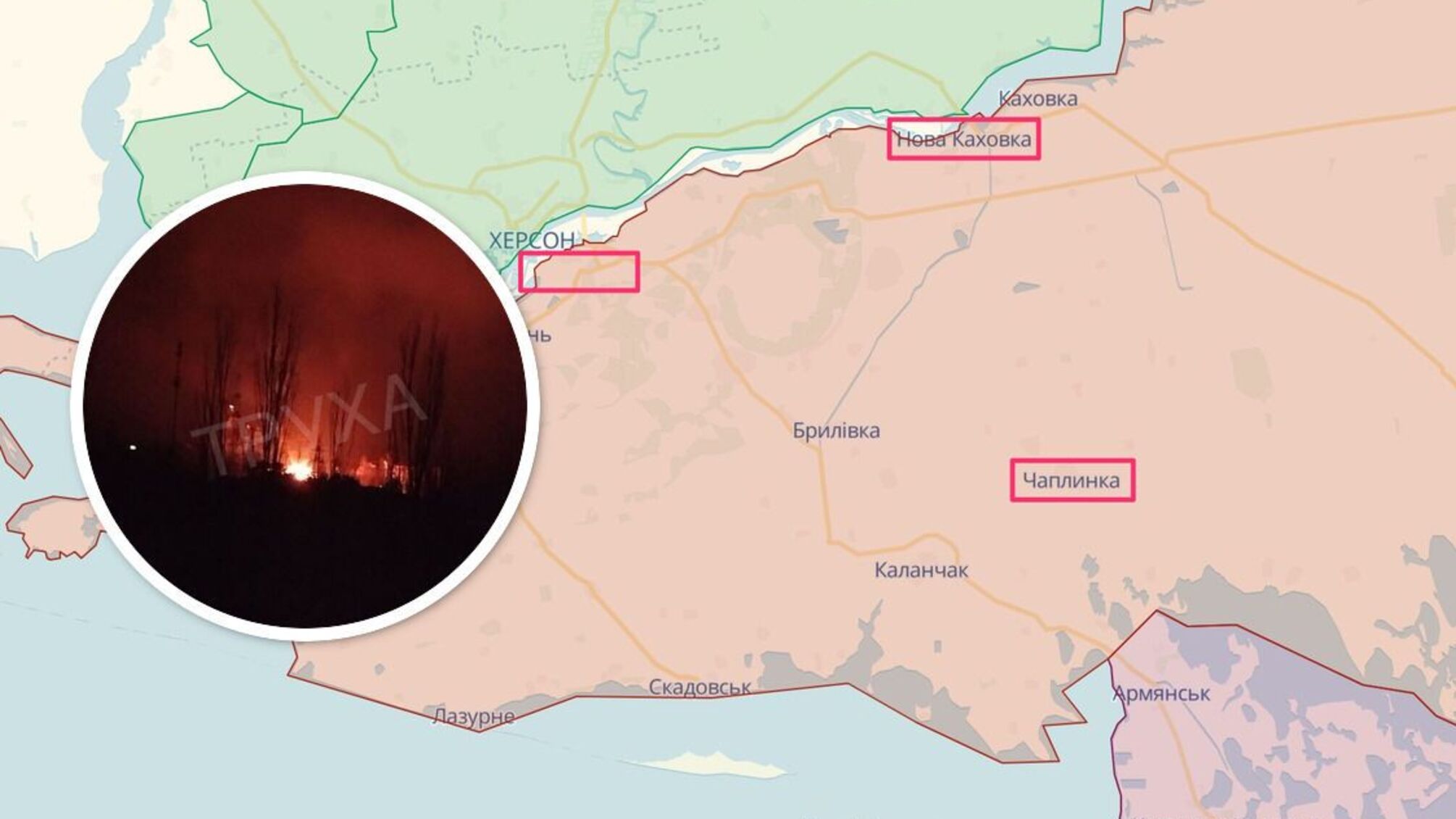 Ночной 'хлопок' на левобережье Херсонской области