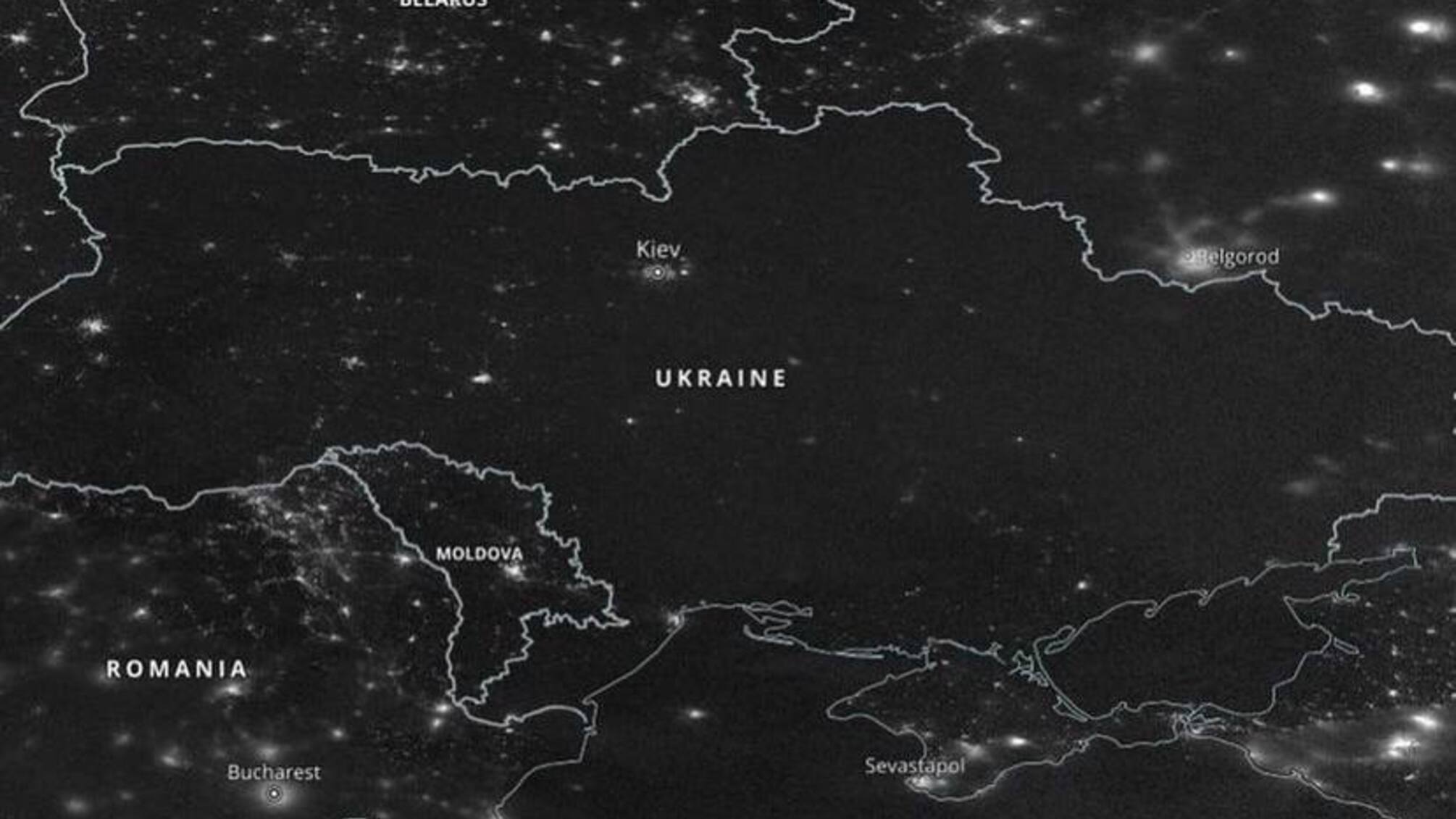 NASA зафіксували блекаут в Україні: фото з космосу