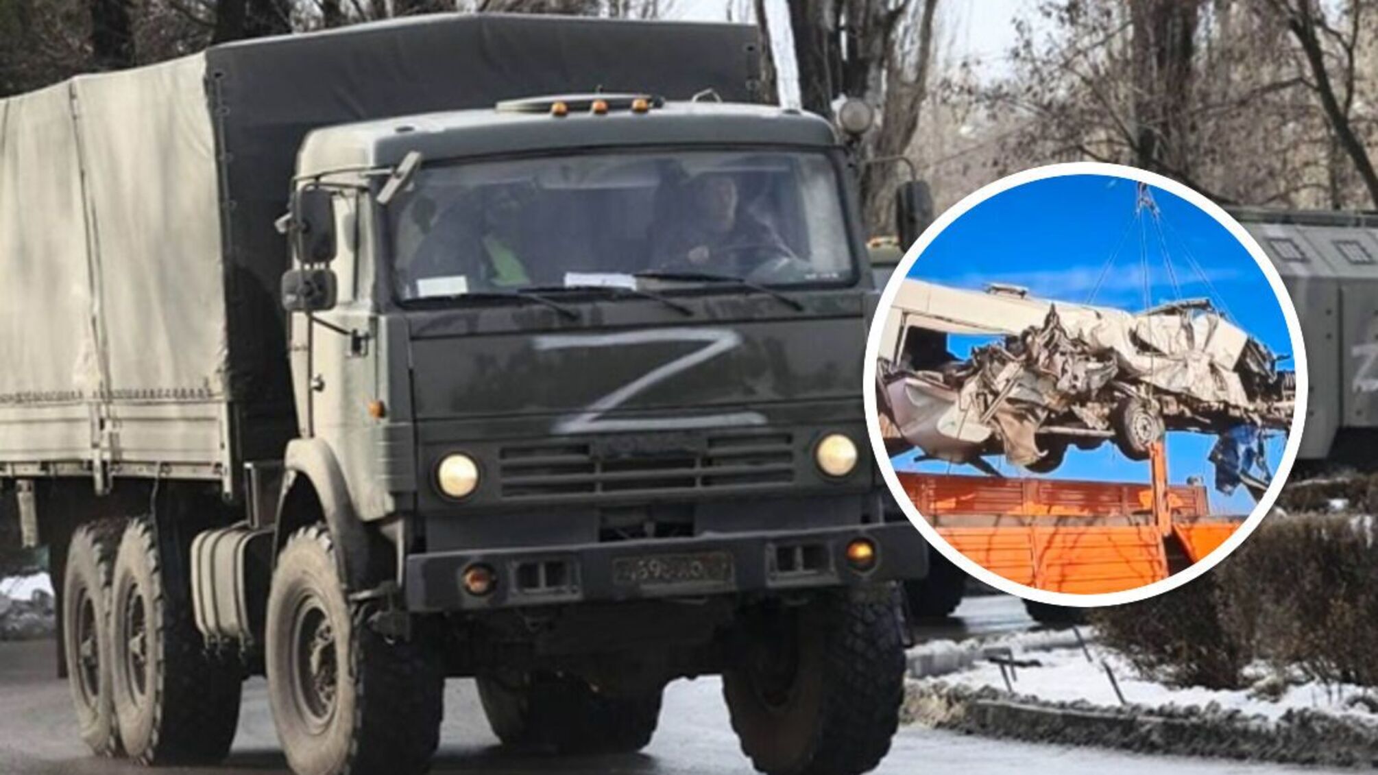 військовий КАМАЗ рф на Донеччині