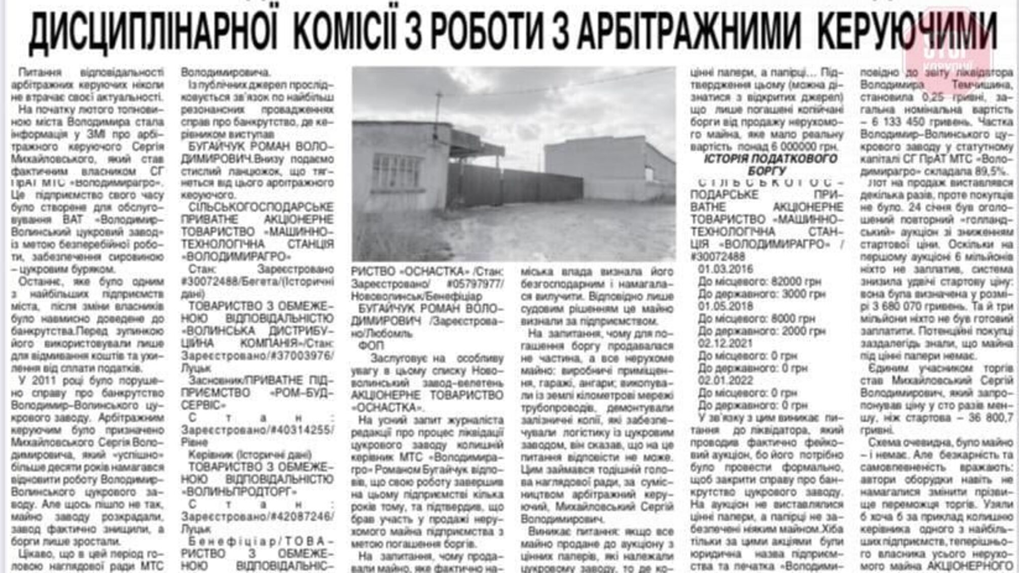 На Волині арбітражний керуючий купив підприємство за 37000 грн
