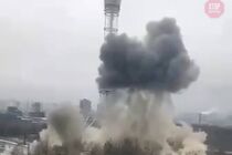 Враг запустил ракеты по Киевской телебашне (видео)