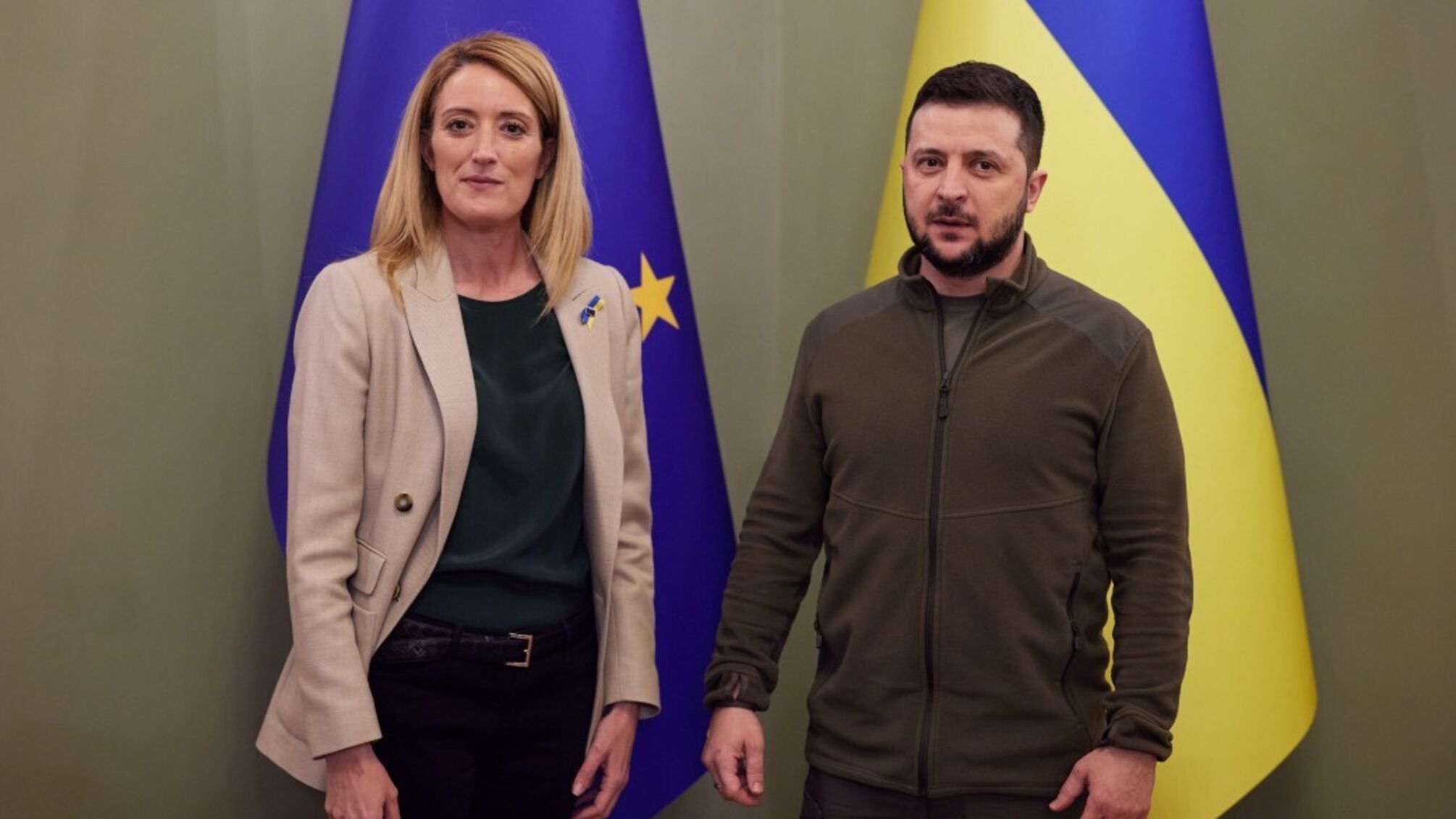 Роберта Метсола и Владимир Зеленский