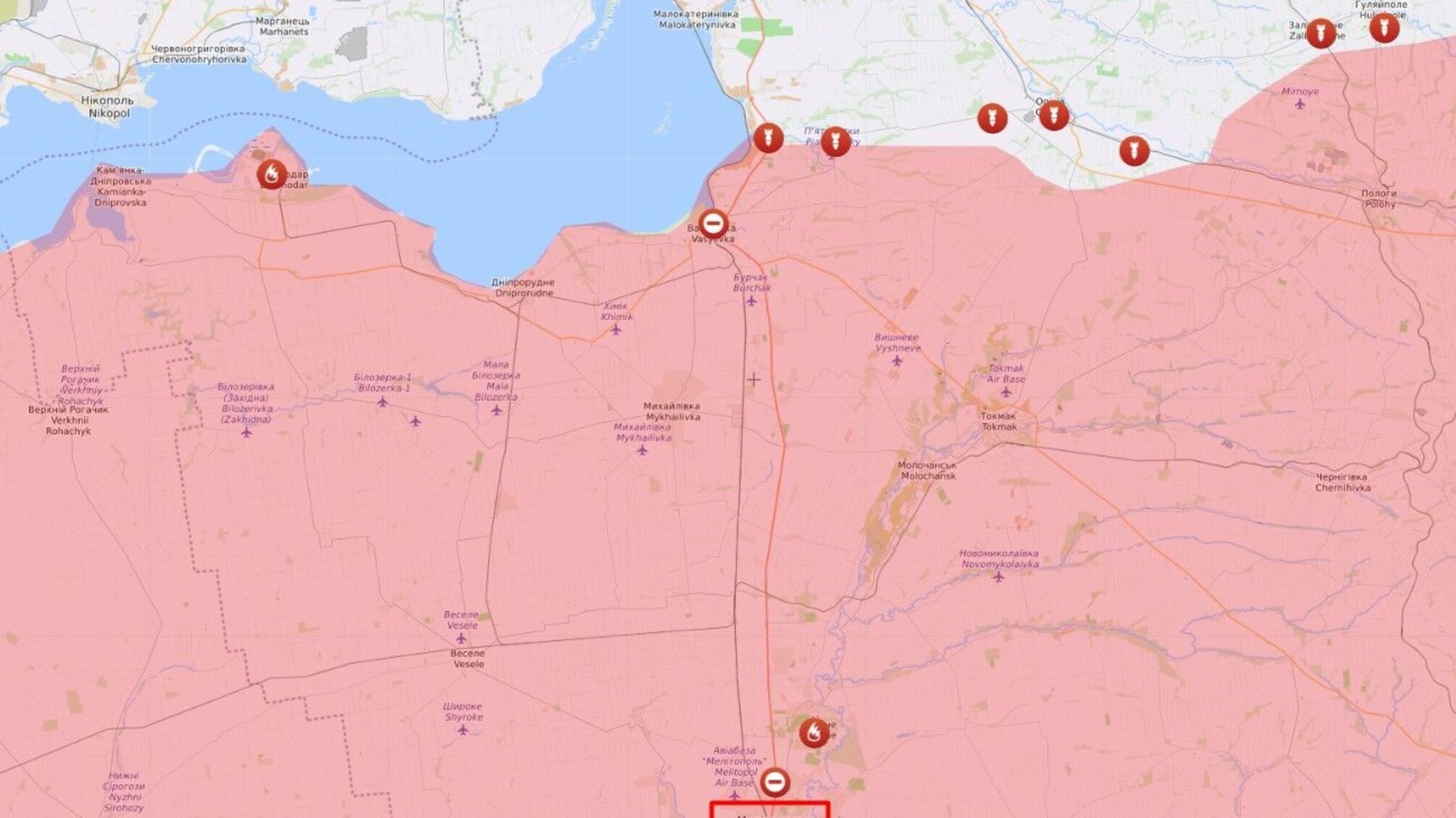 лінія фронту біля Мелітополя