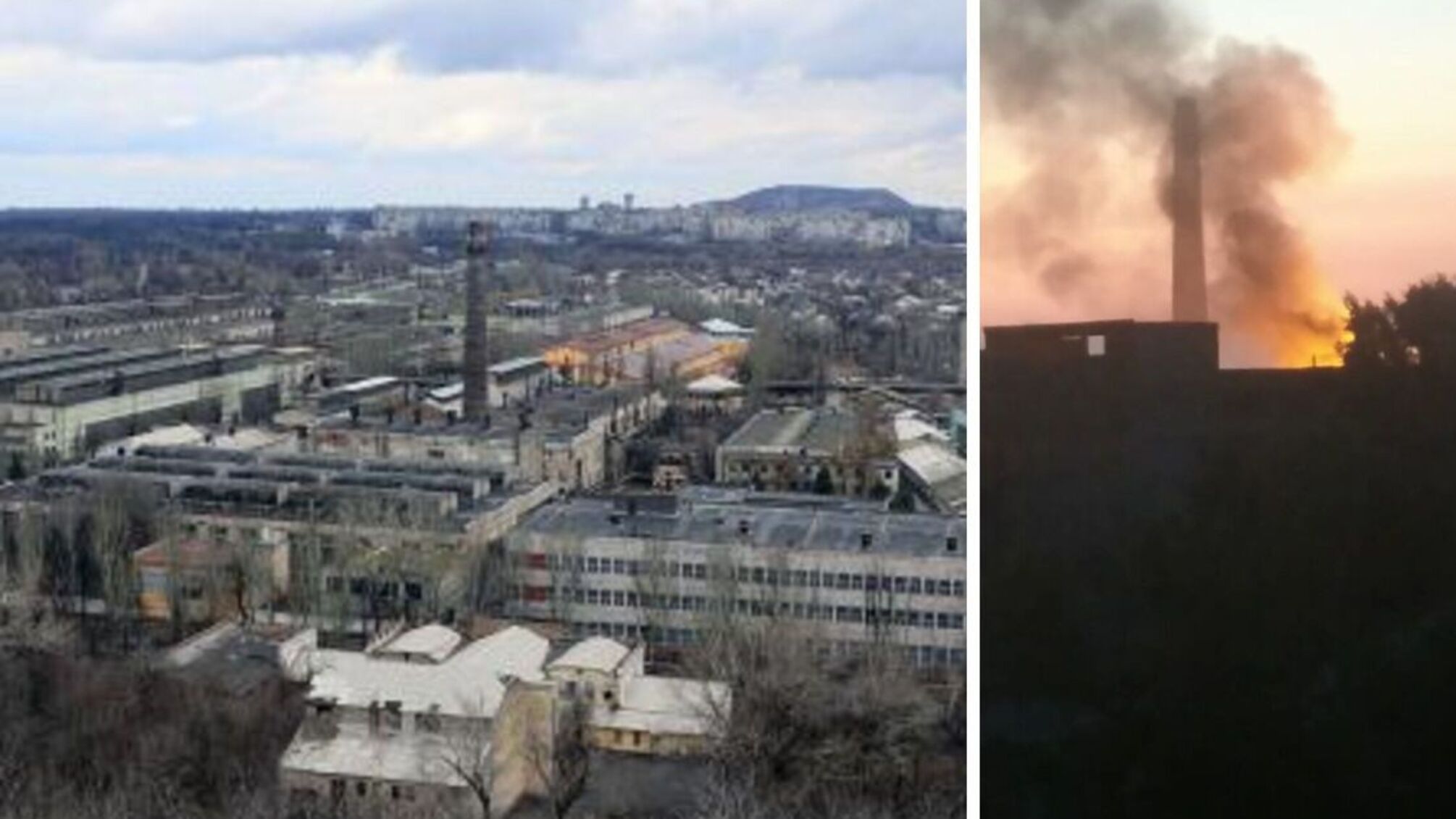 В оккупированной Горловке – масштабный пожар: пламя достает середины заводской трубы