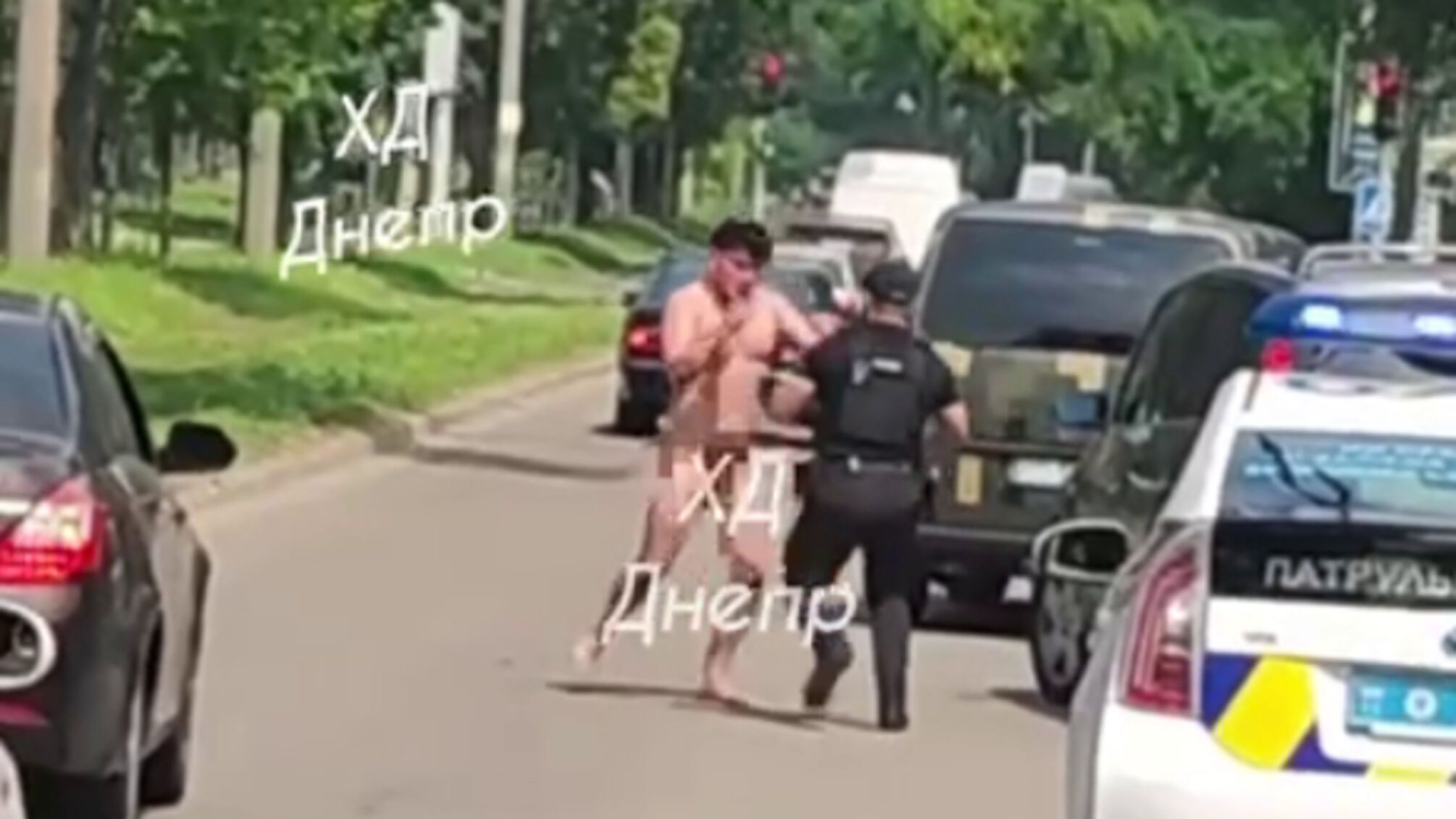 Гуляв голим, чіплявся до жінок і бився з поліцейськими: у Дніпрі затримали чоловіка (відео)