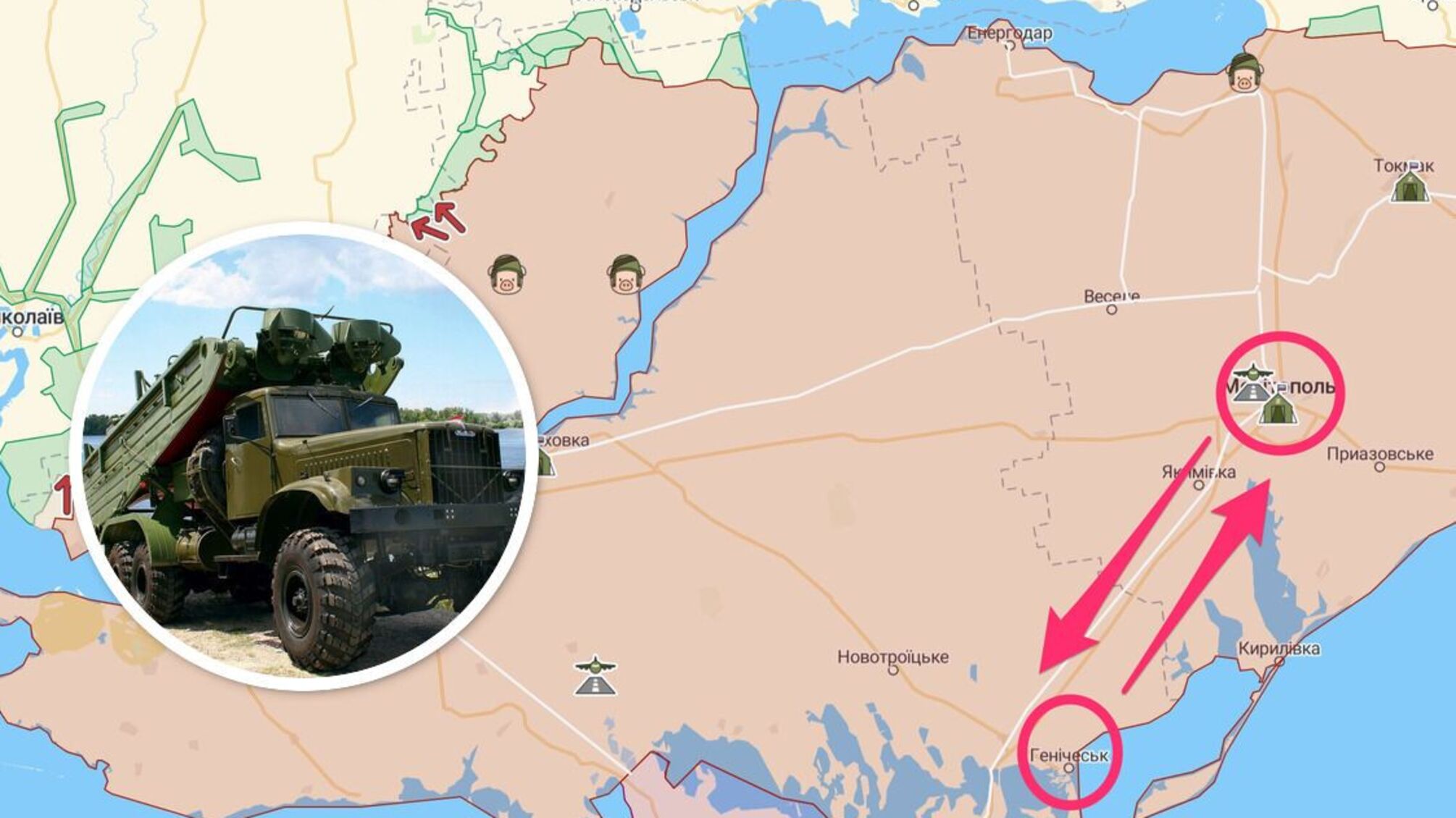 Молчанов: оккупанты прячут между Геническом и Мелитополем 200 грузовиков с понтонами