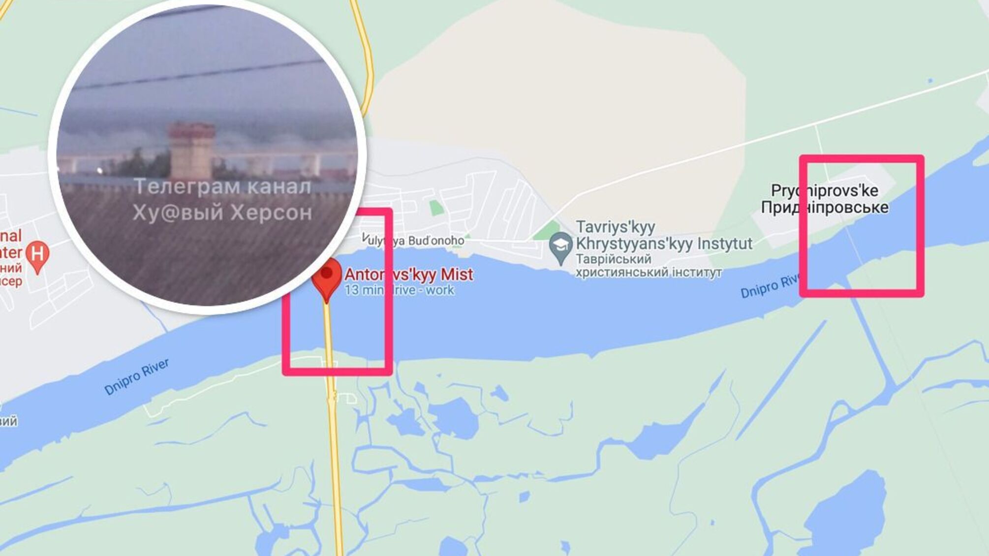 В районе Антоновского моста снова 'прилет'