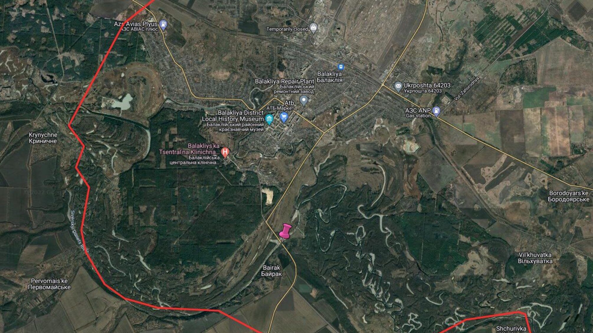 Мост между Балаклеей и Байраком предположительно поврежден.