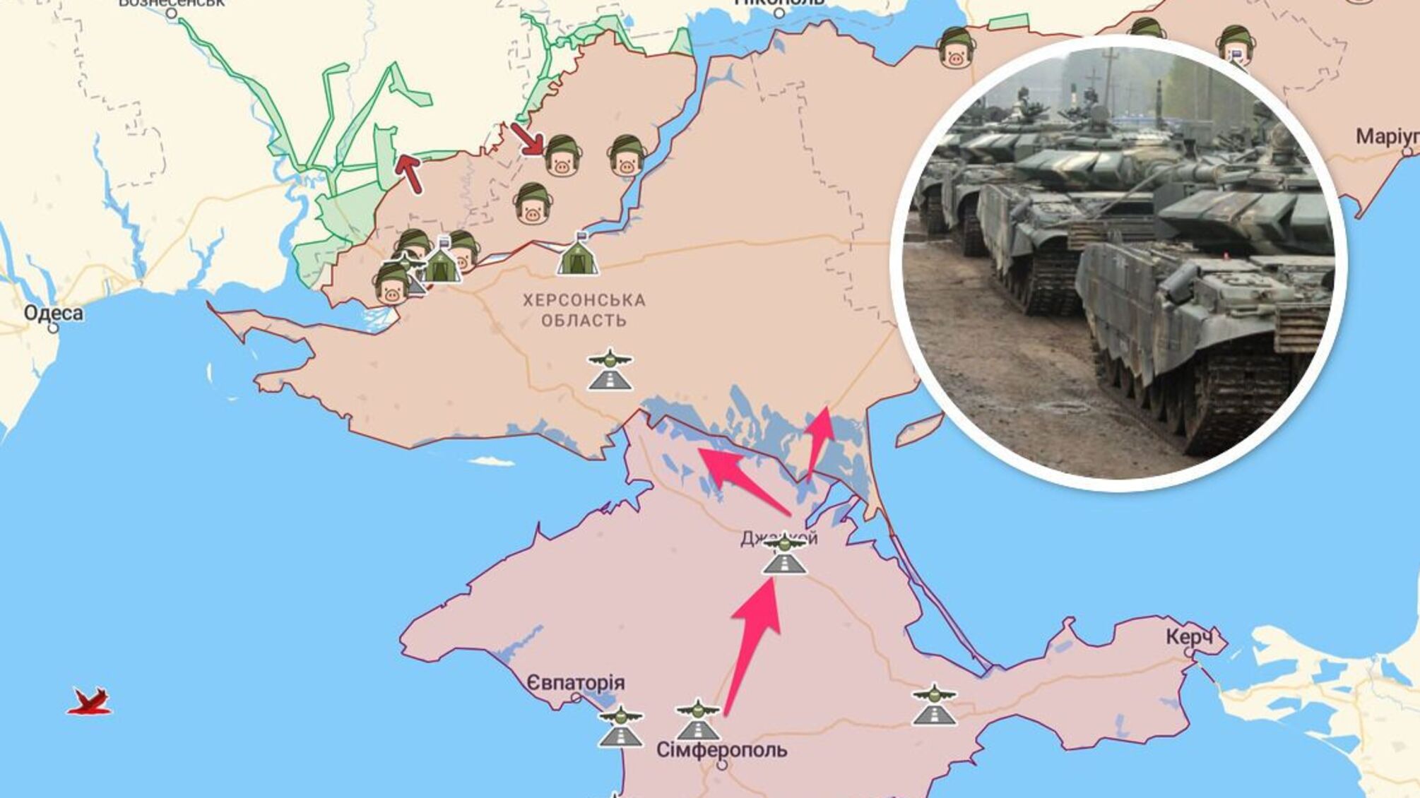 Росіяни формують у Криму колони техніки для перекидання на Херсонський напрямок 