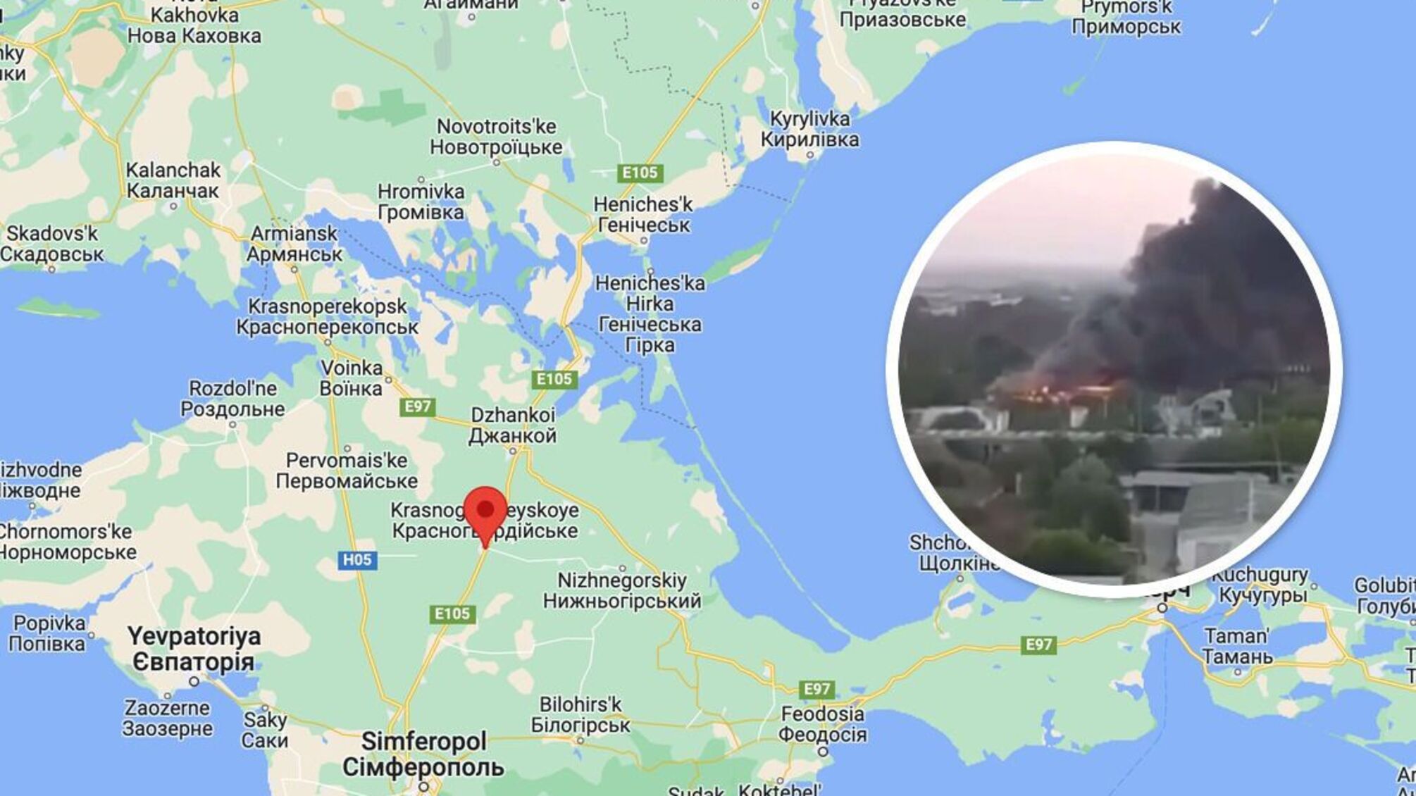 У Криму – 'бавовна': зафіксовано пожежу біля нафтобази у Красногвардійську