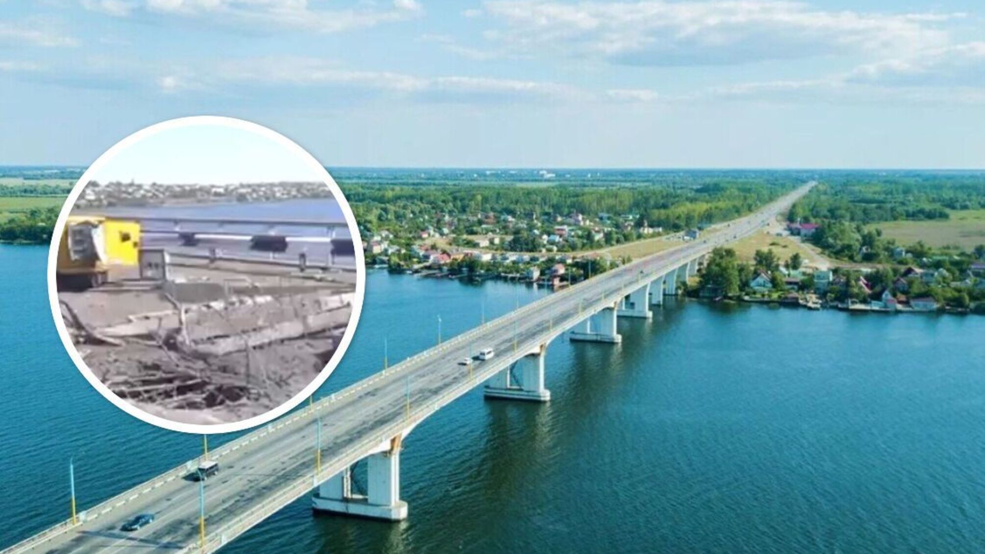 Появилось видео новых попаданий по Антоновскому мосту